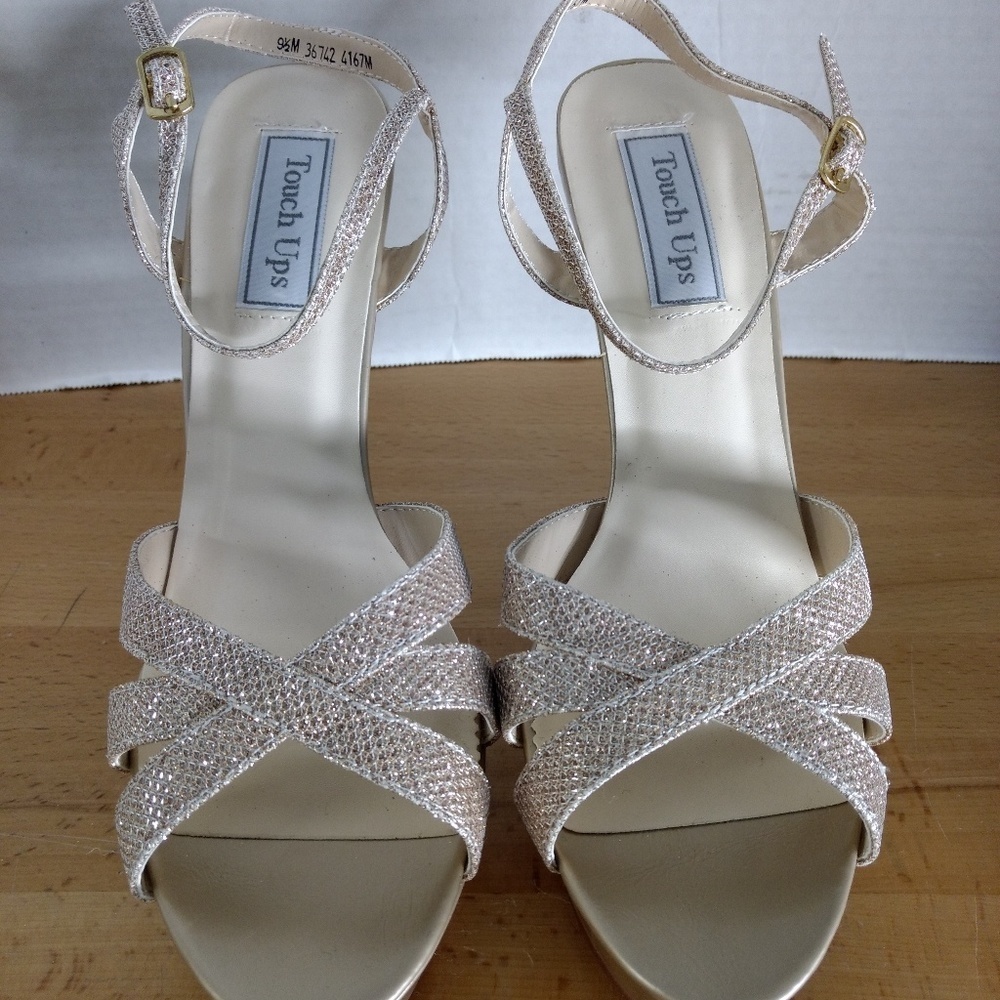 Touch Ups Stiletto Heels Gold Glitter SZ 9.5